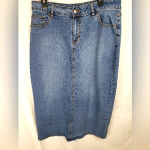 Vintage Street Jeans Medium Washed Blue Jean Midi Skirt Sz 16